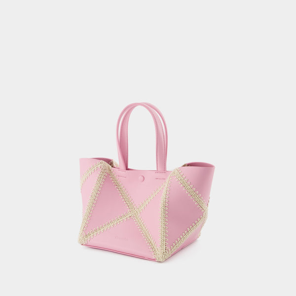 Tote Bag The Origami Mini - Nanushka - Cuir Vegan - Rose/Crème
