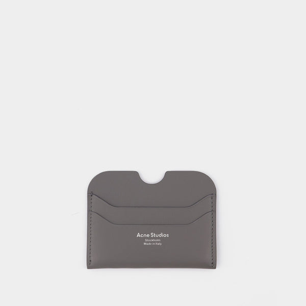 Porte Carte Elmas Grande en Cuir Gris