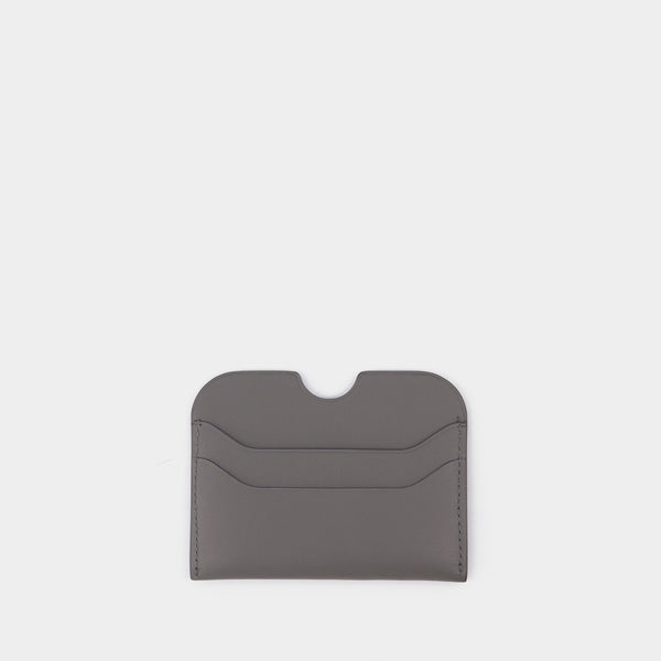 Porte Carte Elmas Grande en Cuir Gris