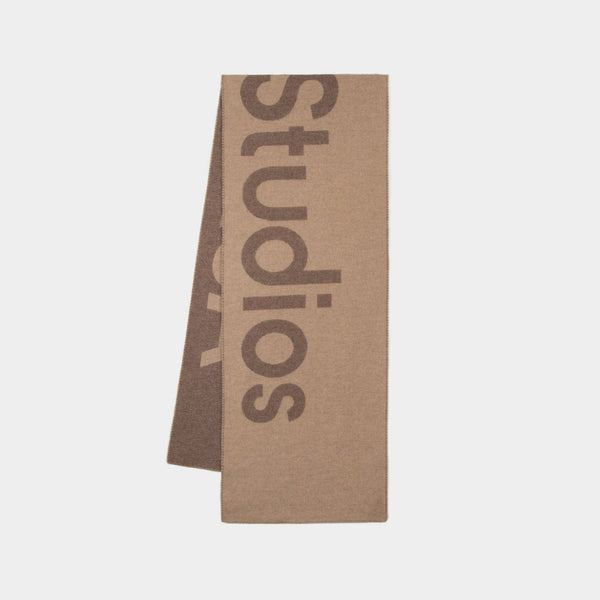 Echarpe Toronty Logo - Acne Studios - Laine - Marron Camel