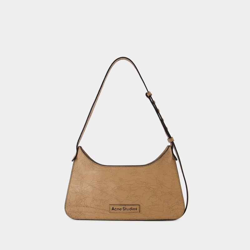 Sac Hobo Platt Mini Crackle - Acne Studios - Cuir - Beige Foncé