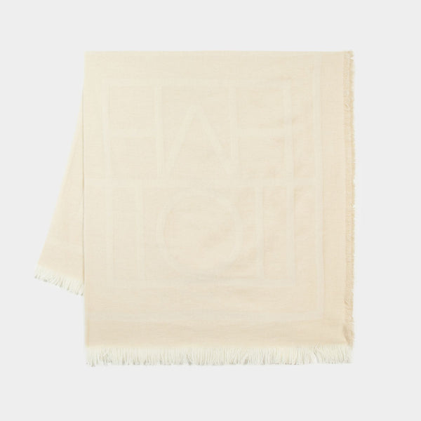 Écharpe Monogram - TOTEME - Laine - Blanc Macadamia