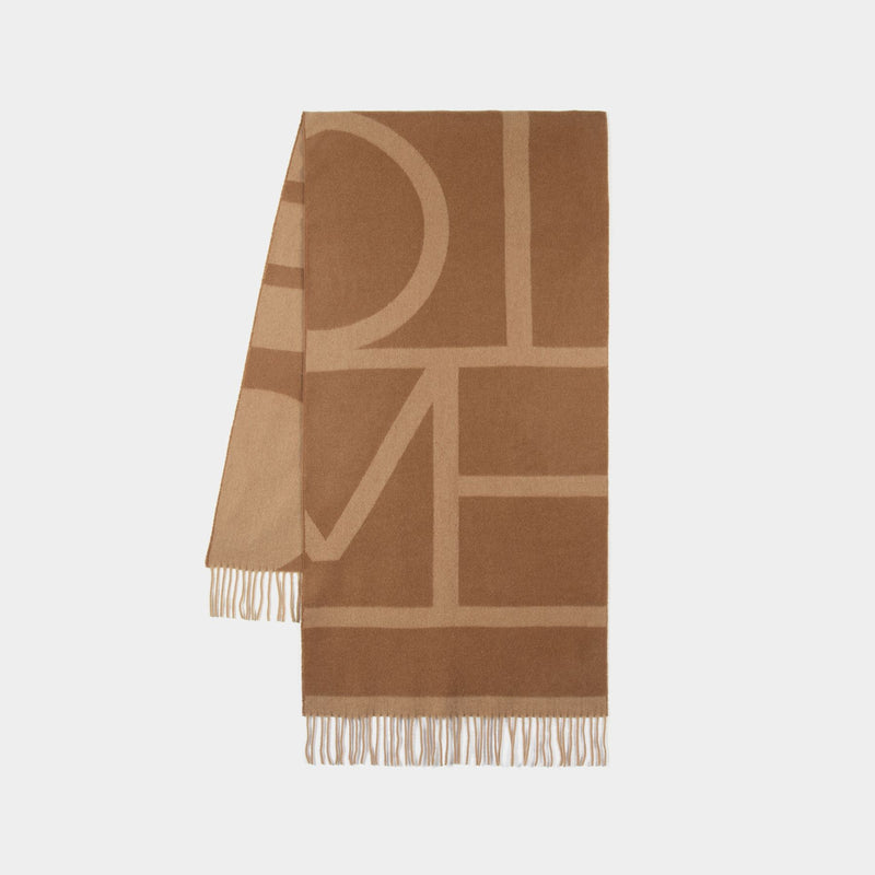 Echarpe Monogram Jacquard - Toteme - Laine - Camel