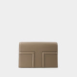 Sac à Bandoulière T-Flap - Toteme - Cuir - Taupe