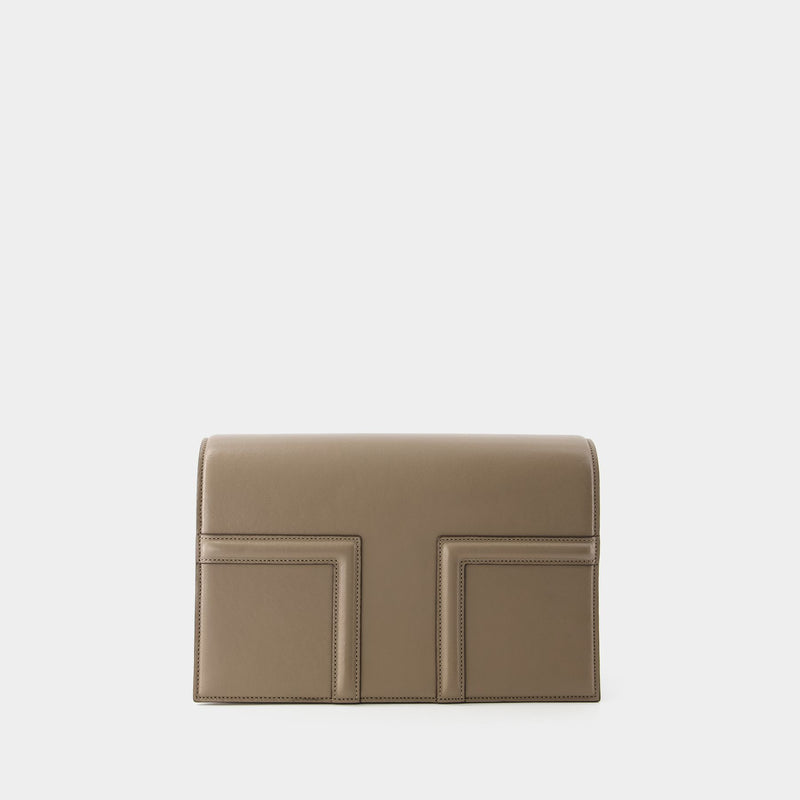Sac à Bandoulière T-Flap - Toteme - Cuir - Taupe