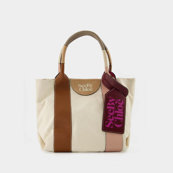 Tote Bag Leatizia Petit - See By Chloe - Coton/Cuir - Caramello