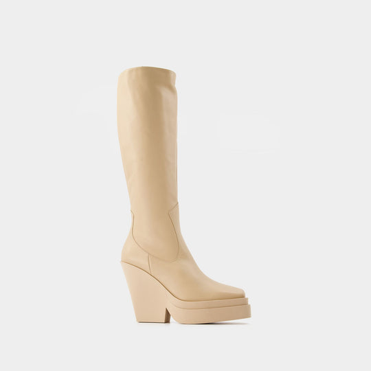 Bottes Texan en Cuir Beige