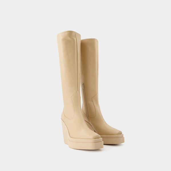 Bottes Texan en Cuir Beige