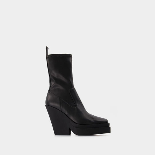 Bottines Texan en Cuir Synthétique Noir