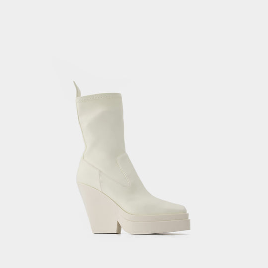 Bottines Texan en Cuir Synthétique Blanc