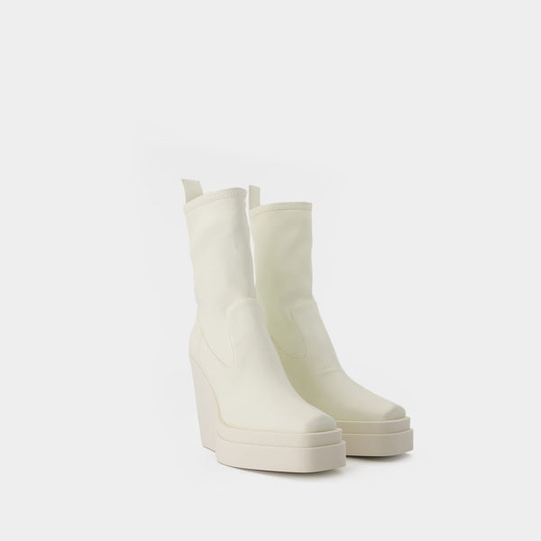 Bottines Texan en Cuir Synthétique Blanc