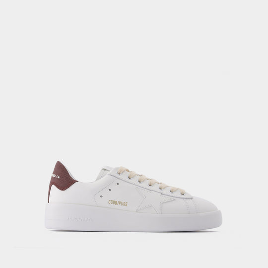 Baskets Pure Star en Cuir Blanc et Bordeaux
