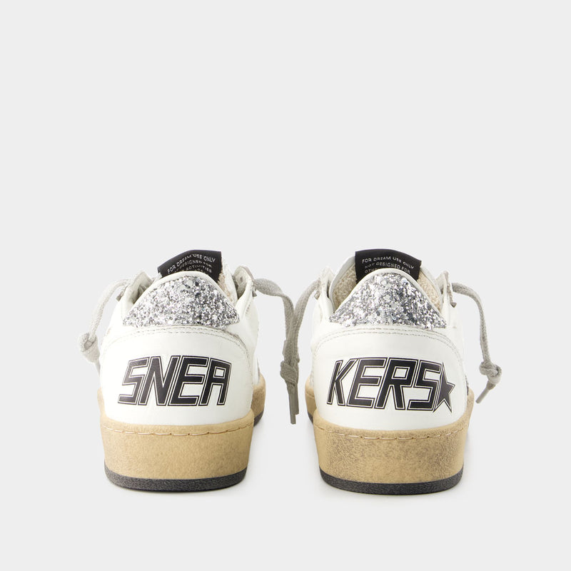 Sneakers Ball Star - Golden Goose - Cuir - Blanc/Argenté