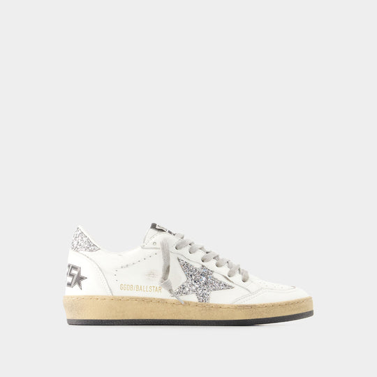 Sneakers Ball Star - Golden Goose - Cuir - Blanc/Argenté
