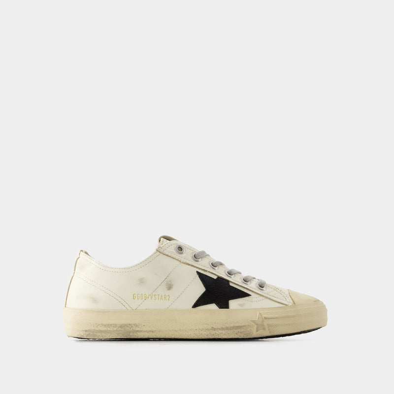 Sneakers V-Star 2 - Golden Goose - Cuir - Dirty Blanc/Noir