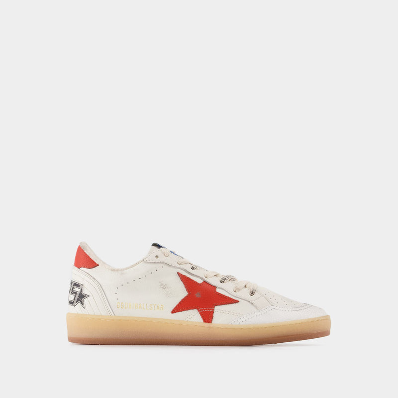 Sneakers Ball Star - Golden Goose - Cuir - Blanc/Orange