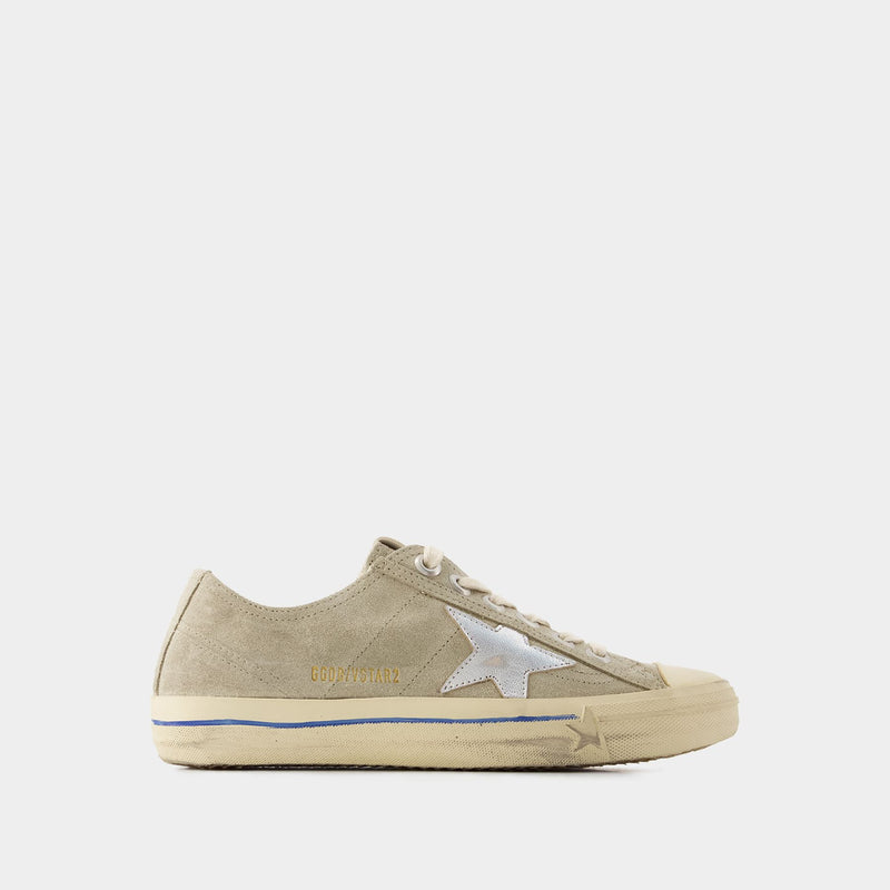 Sneakers V- Star - Golden Goose - Cuir - Taupe/Argenté