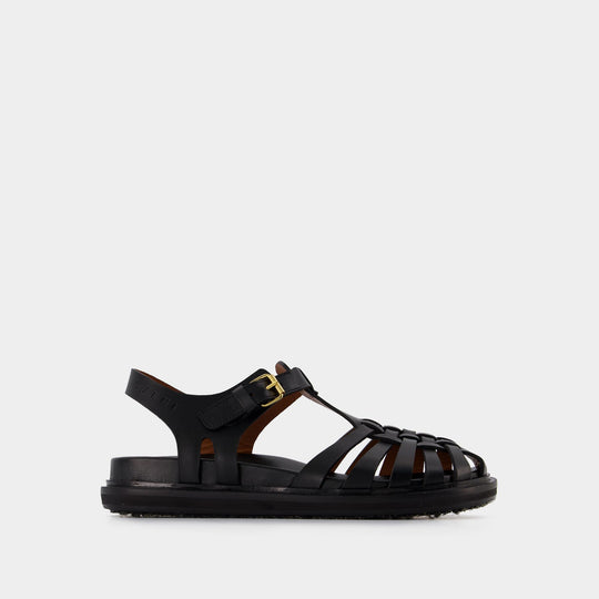 Sandales Fisherman - Marni - Cuir - Noir