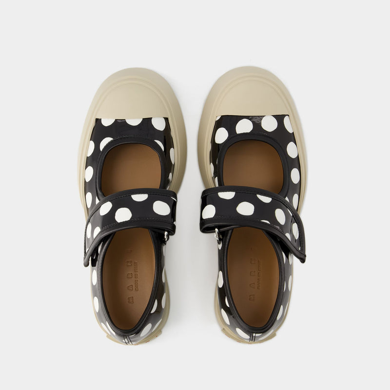 Sneakers Mary Jane - Marni - Cuir - Noir/Lily White