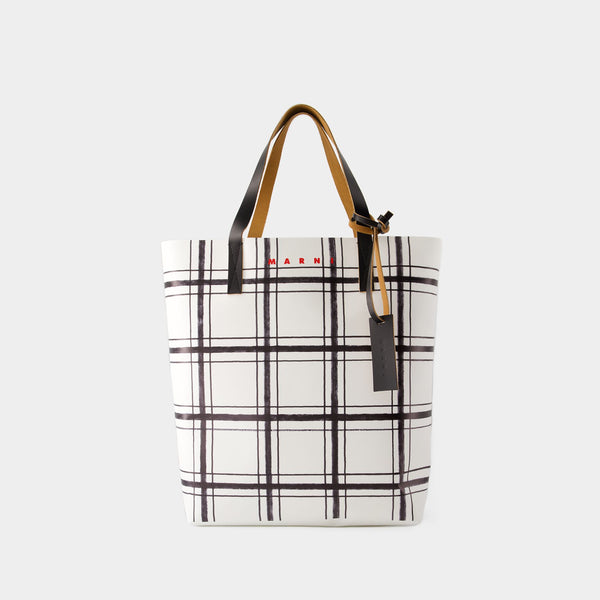 Tote Bag Tribeca - Marni - Leather - Blanc/Noir