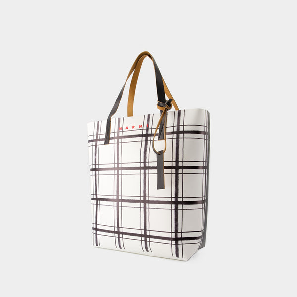Tote Bag Tribeca - Marni - Leather - Blanc/Noir