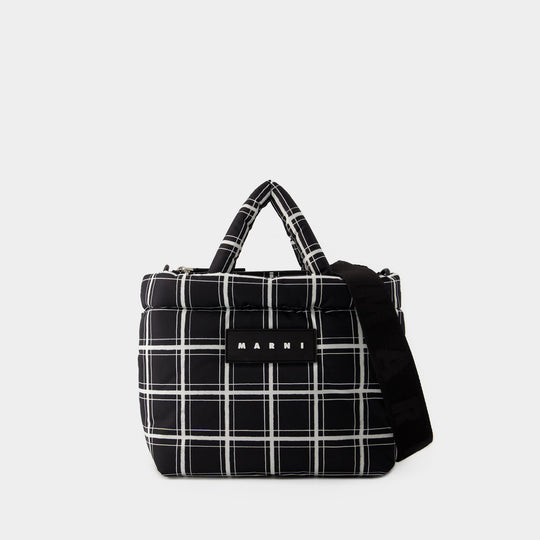 Tote Bag Ew Nylon Print - Marni - Leather - Noir