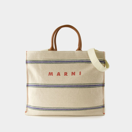 Cabas Pelletteria Uomo Medium - Marni - Coton - Beige