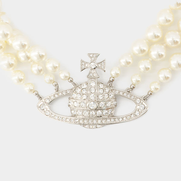 Collier Three Row Pearl - Vivienne Westwood - Laiton - Argenté