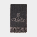 Écharpe Double Face Single Orb - Vivienne Westwood - Laine - Gris