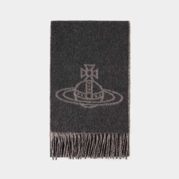 Écharpe Double Face Single Orb - Vivienne Westwood - Laine - Gris