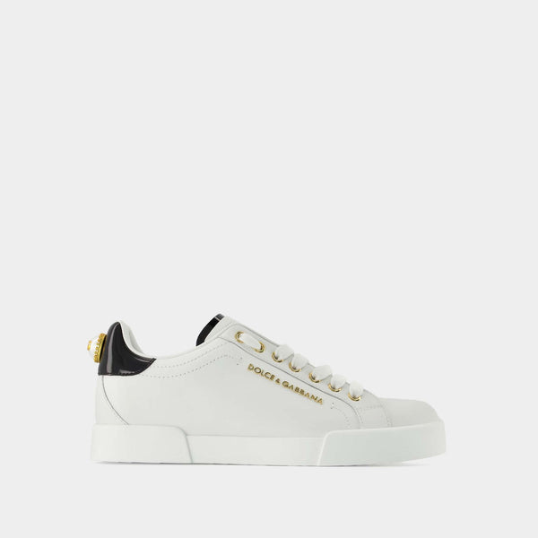 Sneakers Portofino - Dolce & Gabbana - Cuir - Blanc/Doré