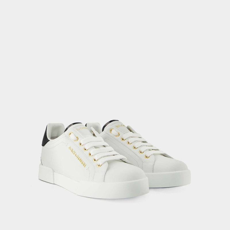 Sneakers Portofino - Dolce & Gabbana - Cuir - Blanc/Doré