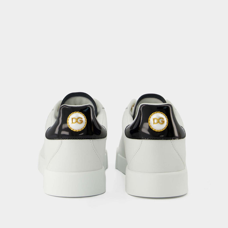 Sneakers Portofino - Dolce & Gabbana - Cuir - Blanc/Doré