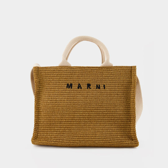 Cabas Small Basket - Marni - Cuir - Tierre De Sienne/Naturel