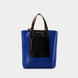 Tote Bag Shopping N/S W/Pocket - Marni - Cuir - Royal/Noir