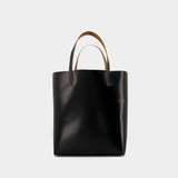 Tote Bag Shopping N/S W/Pocket - Marni - Cuir - Blanc Soie/Noir