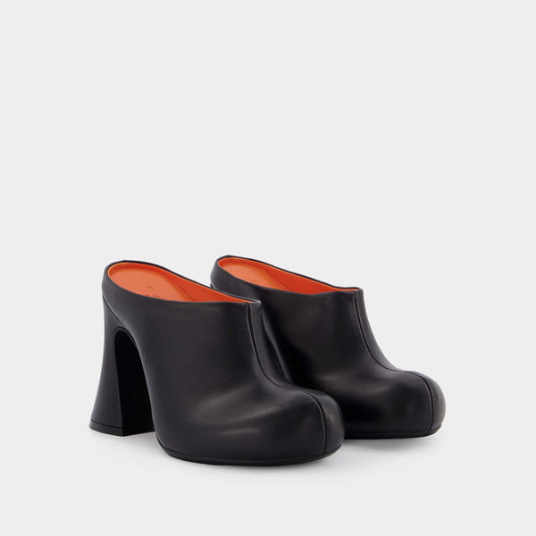 Sandales à talon Fussbett en Cuir Noir