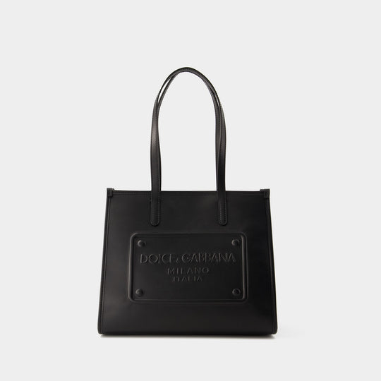 Tote Bag Embossed Plaque - Dolce&Gabbana - Cuir - Noir
