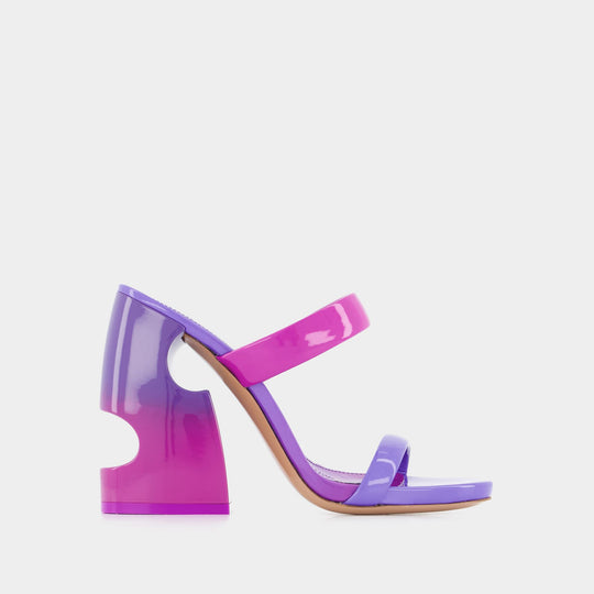Mules Bulky - Off White - Cuir Verni - Fuschia/Violet