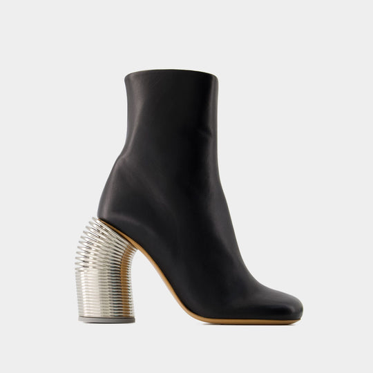 Bottines Silver Spring - Off White - Cuir - Noir/Argenté
