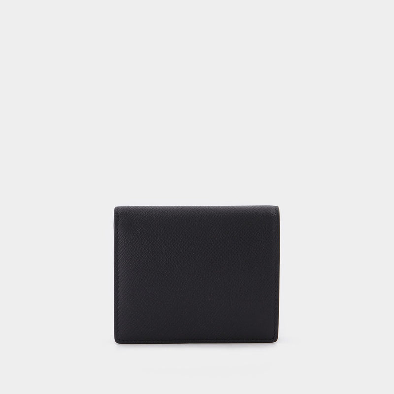 Portefeuille Compact Bi Fold en Cuir Noir