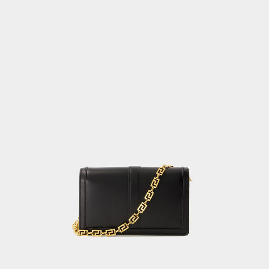Wallet On Chain Greca Goddess - Versace - Cuir - Noir