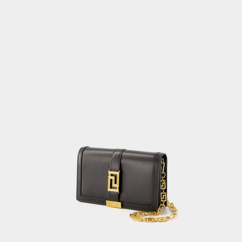 Wallet On Chain Greca Goddess - Versace - Cuir - Noir