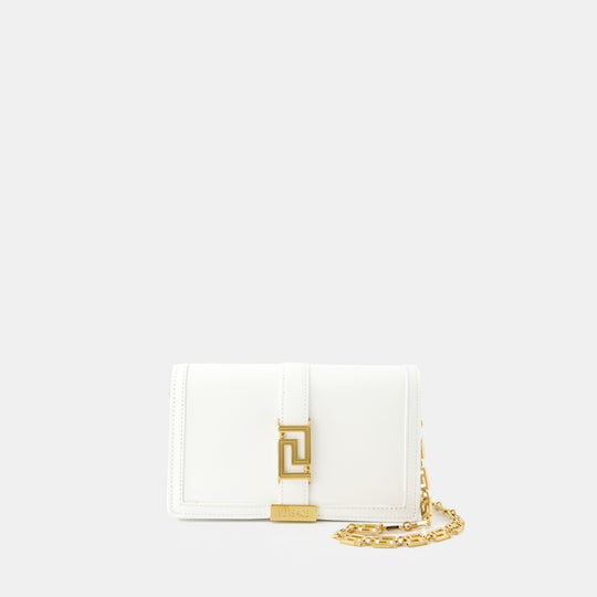 Wallet On Chain Greca Goddess - Versace - Cuir - Blanc
