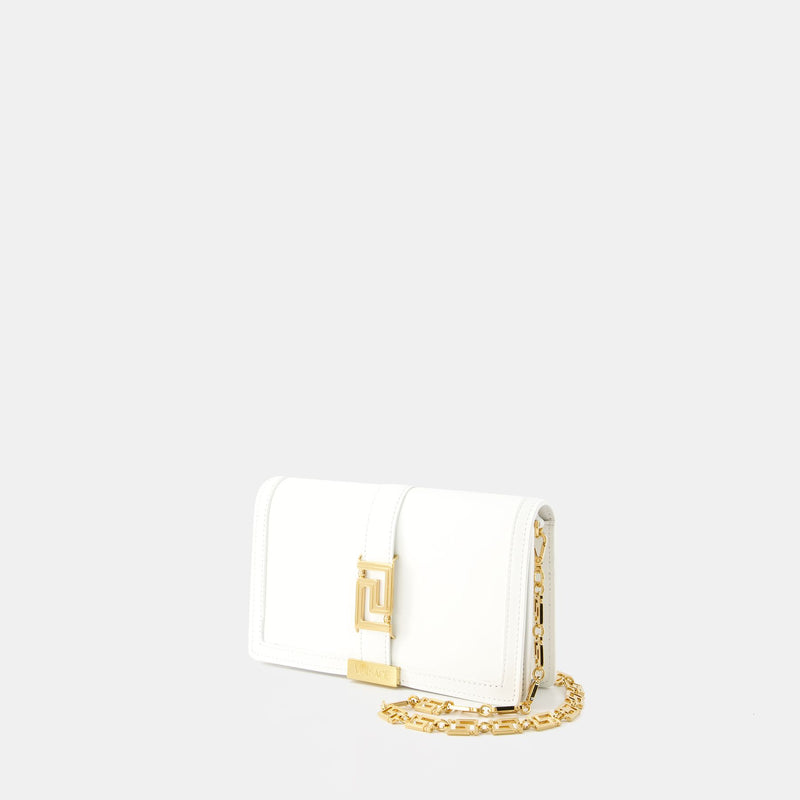 Wallet On Chain Greca Goddess - Versace - Cuir - Blanc