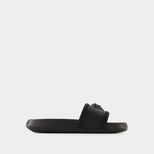 Mules Palazzo - Versace - Caoutchouc - Noir