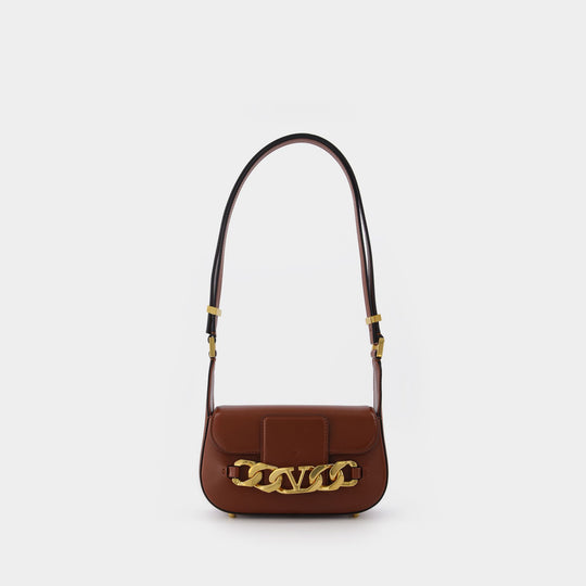 Sac Vlogo Chain Small en Cuir Marron