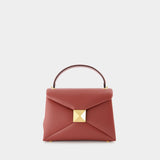 Sac One Stud Small Top Handle en Cuir Marron