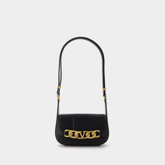 Sac Vlogo Chain Small en Cuir Noir