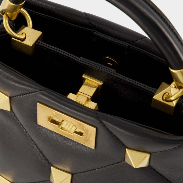 Sac À Main Roman Stud Small - Valentino Garavani - Cuir - Noir